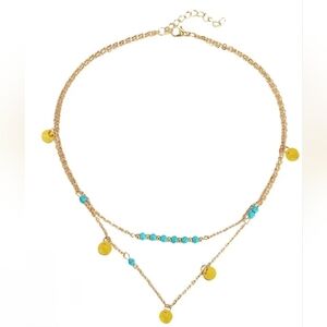 Gold and Turquoise Layered Necklace